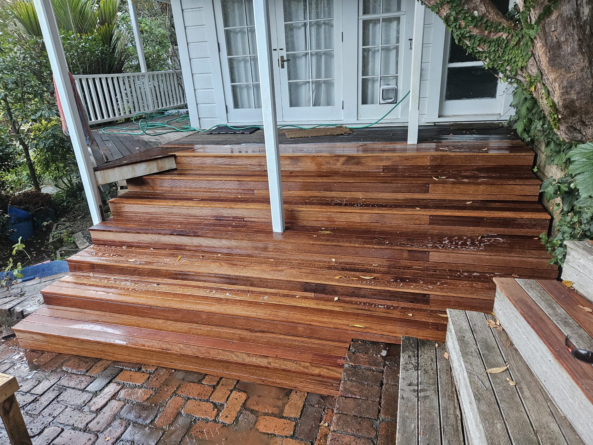 new deck steps job finish